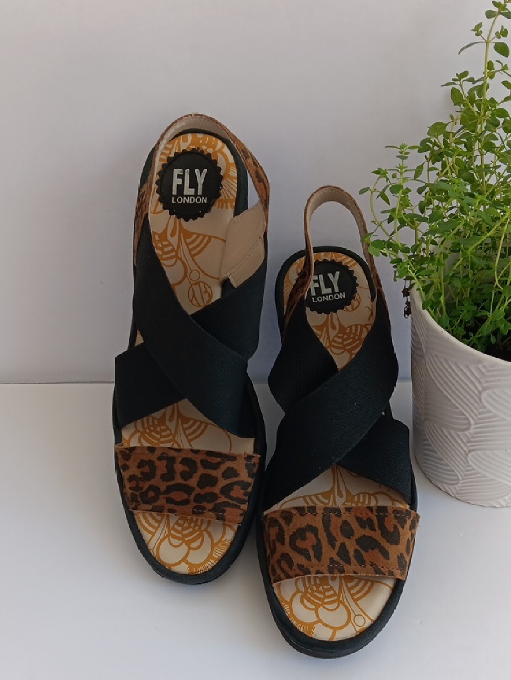Fly LondonYaji Cheetah  Wedge Sandals Size 40(US 9.5)